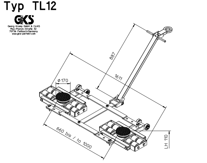 Rùa lăn tay kéo GKS TL12, GKS transport trolleys TL12