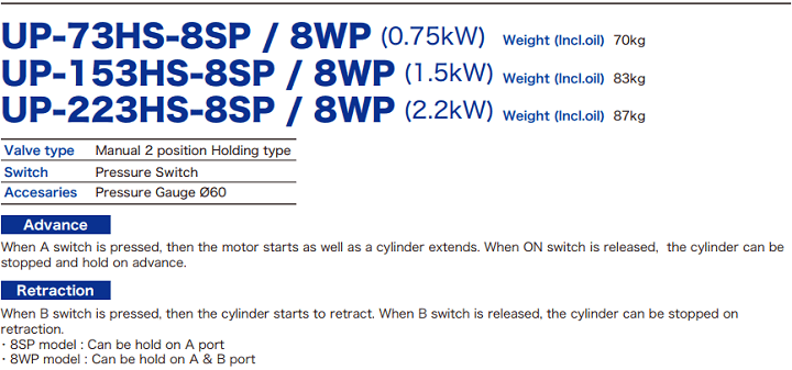 bom dien thuy luc nittoh power up-73hs-8wp, nittoh power electric hydraulic pump up-73hs-8wp
