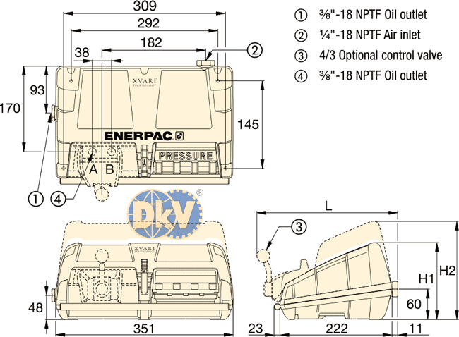 Bơm thủy lực khí nén Enerpac XA11, Enerpac air hydraulic pump XA11