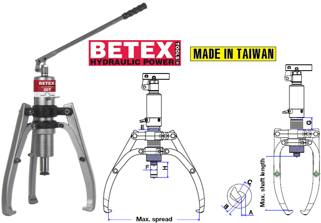 Cảo thủy lực Betex HSP 203, Betex hydraulic puller HSP 203