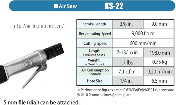 Máy cưa khí nén Kuken KS-22, Kuken air saws KS-22