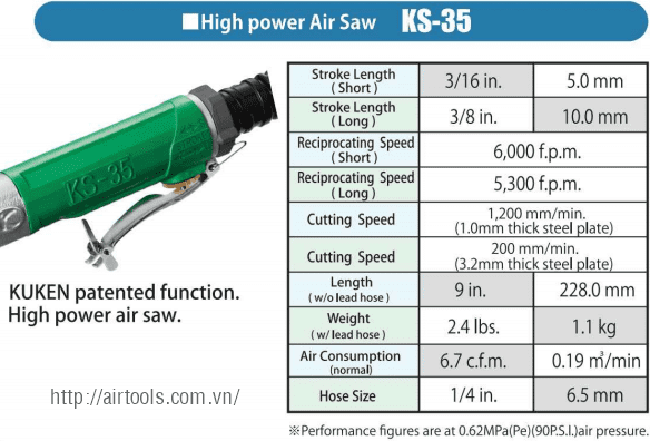 Máy cưa khí nén Kuken KS-35, Kuken air saws KS-35