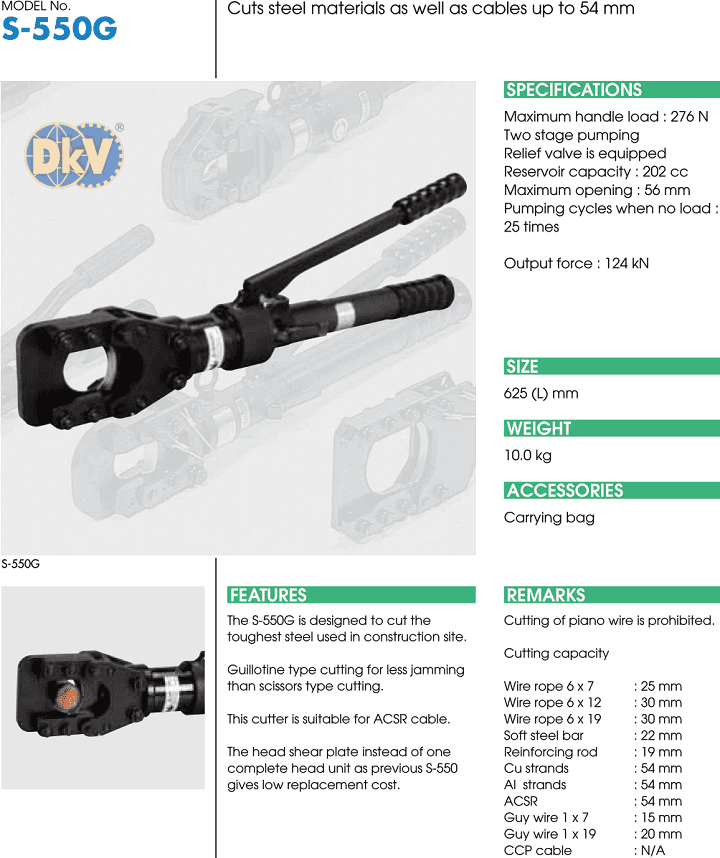 Kìm cắt cable thủy lực Izumi S-550G, Izumi hydraulic cutters S-550G
