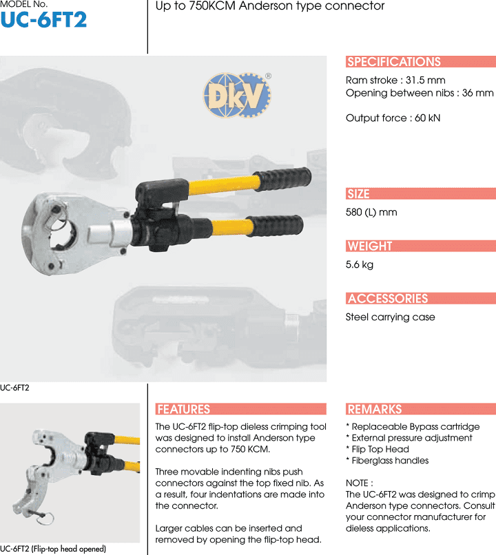 Kìm ép cos thủy lực Izumi UC-6FT2, Izumi crimping tools UC-6FT2