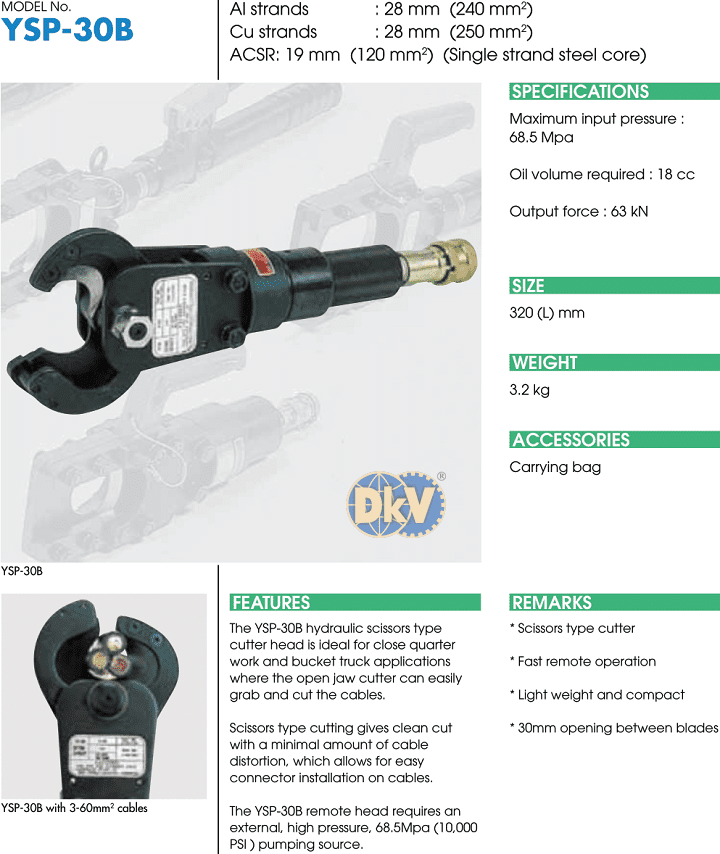 Đầu cắt cable thủy lực Izumi YSP-30B, Izumi hydraulic cutters YSP-30B