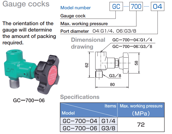 OSAKA HYDRAULIC GAUGE COCKS GC-700-06