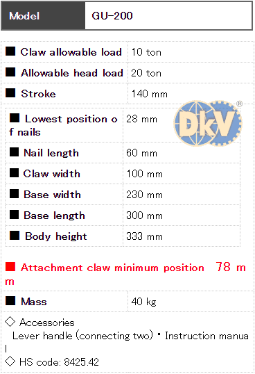 Kích móc thủy lực Eagle GU-200, Eagle hydraulic toe jack GU-200