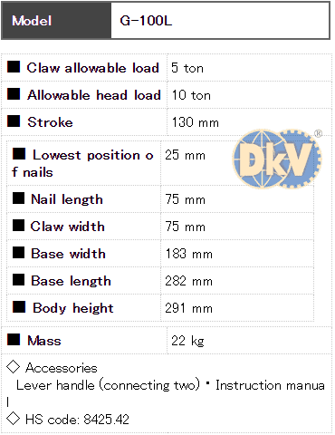 Kích móc thủy lực Eagle G-100L, Eagle hydraulic toe jack G-100L