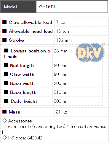 Kích móc thủy lực Eagle G-160L, Eagle hydraulic toe jack G-160L