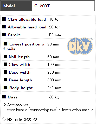 Kích móc thủy lực Eagle G-200T, Eagle hydraulic toe jack G-200T