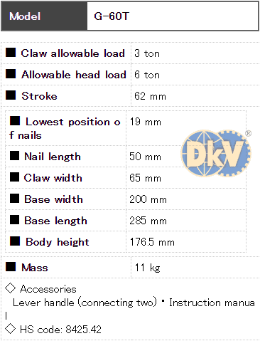 Kích móc thủy lực Eagle G-60T, Eagle hydraulic toe jack G-60T