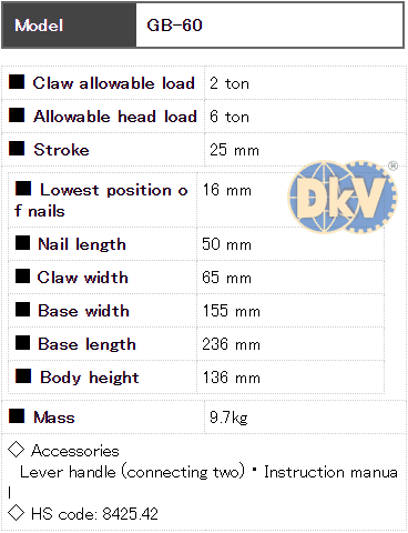Kích móc thủy lực Eagle GB-60, Eagle hydraulic toe jack GB-60