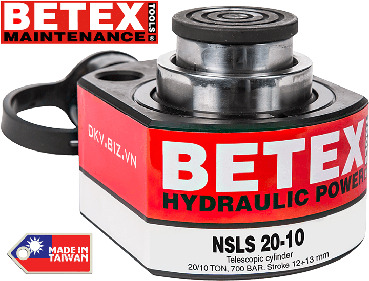 Kích thủy lực Betex NSLS 20-10, con đội thuỷ lực mỏng Betex NSLS 20-10, Betex low telescopic hydraulic jack NSLS 20-10