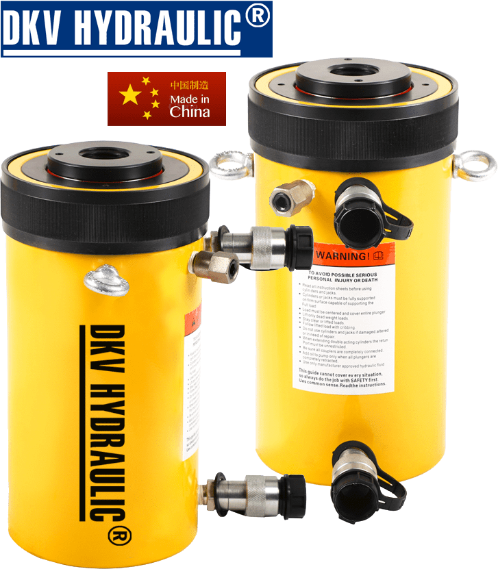 KÍCH THỦY LỰC RỖNG TÂM RRH-10010 | KÍCH THỦY LỰC RỖNG TÂM 2 CHIỀU RRH-10010 | HOLLOW PLUNGER HYDRAULIC JACK RRH-10010 | 95 tấn | 257 mm Kích thủy lực rỗng tâm RRH-10010, kích thủy lực rỗng tâm 2 chiều RRH-10010, hollow plunger hydraulic jack RRH-10010: là loại kích thủy lực, con đội thủy lực rỗng tâm 2 chiều, thân vỏ thép, có sức nâng max: 95 tấn, hành trình max: 257 mm, lỗ rỗng tâm: 79.2 mm, chuyên dùng kéo rút trong công nghiệp. Kích thủy lực rỗng tâm 2 chiều RRH-10010 áp hoạt động < 700 bar, với coupler tiêu chuẩn ren 3/8"NPT cho phép kích thủy lực rỗng tâm 2 chiều RRH-10010 đấu nối nhanh với bơm thủy lực, thông qua ống dây, phụ kiện thủy lực. Kích thủy lực rỗng tâm 2 chiều RRH-10010 được chế tạo bằng thép cường lực, chịu va đập tốt, kết hợp với gioăng phớt chất lượng cao, cho tuổi thọ sử dụng dài lâu, đặc biệt là sai số tải trọng rất nhỏ trong quá trình sử dụng theo năm tháng vận hành. Kích thủy lực hai chiều có độ mượt khi nâng/hạ và tính an toàn cao hơn hẳn kích thủy lực 1 chiều Để nâng các tải trọng cỡ lớn, kích thước dài và rộng, có phân bố tải trọng không đồng đều, thường chọn giải pháp phối 1 bơm cho nhiều kích thủy lực rỗng tâm 2 chiều RRH-10010, hoạt động đồng thời, thay vì chỉ sử dụng một vài chiếc kích cỡ lớn. Một bộ kích thủy lực đầy đủ RRH-10010 hoàn chỉnh: sẽ bao gồm thêm bơm thủy lực, ống dây thủy lực 2m có tích hợp coupler và áp kế chạy tốt.  Kích thủy lực rỗng tâm RRH-10010 là sản phẩm OEM (đặt hàng gia công chế tạo) tại Trung Quốc của DKV VIET NAM CO.,LTD. Made in China. THÔNG TIN HỖ TRỢ: Hãng sản xuất: DKV HYDRAULIC | OEM China | Made in China. Bảo hành: 12 tháng. CO, CQ: nhà sản xuất DKV HYDRAULIC | OEM China | Made in China cấp. Đóng gói: hộp gỗ công nghiệp.