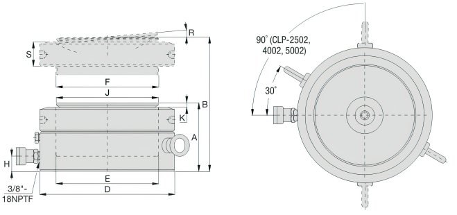 kich thuy luc clp-602, kich thuy luc vong ham clp-602, pancake lock nut hydraulic jack clp-602