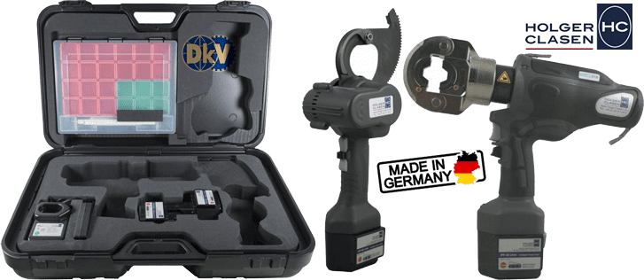 Bộ máy cắt cable và ép cốt thủy lực Holger Clasen KombiMax-5/10-A, Holger Clasen hydraulic bettery combination set KombiMax-5/10-A