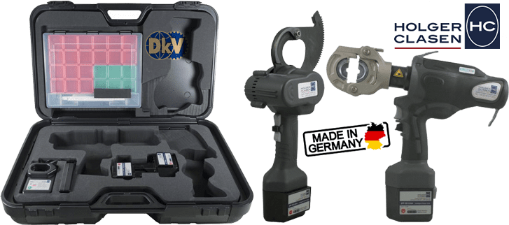 Bộ máy cắt cable và ép cốt thủy lực Holger Clasen KombiMax-5/6-C, Holger Clasen hydraulic bettery combination set KombiMax-5/6-C