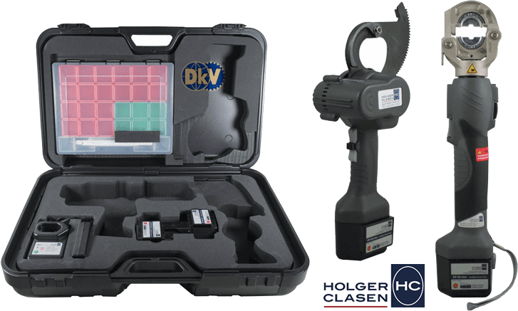 Bộ máy cắt cable và ép cốt thủy lực Holger Clasen KombiMax-5/IC6-C, Holger Clasen hydraulic bettery combination set KombiMax-5/IC6-C