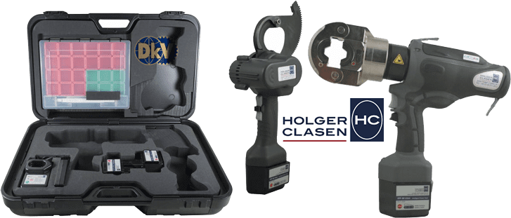 Bộ máy cắt cable và ép cốt thủy lực Holger Clasen KombiMax-5F/14-A, Holger Clasen hydraulic bettery combination set KombiMax-5F/14-A
