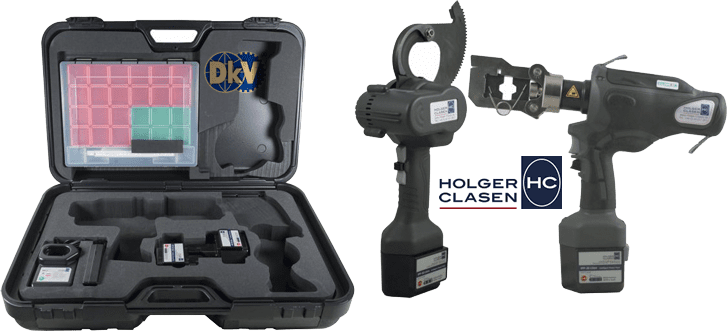 Bộ máy cắt cable và ép cốt thủy lực Holger Clasen KombiMax-5F/6, Holger Clasen hydraulic bettery combination set KombiMax-5F/6