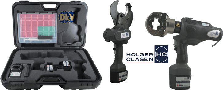 Bộ máy cắt cable và ép cốt thủy lực Holger Clasen KombiMax-5O/10-A, Holger Clasen hydraulic bettery combination set KombiMax-5O/10-A