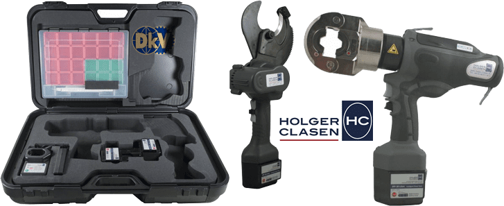 Bộ máy cắt cable và ép cốt thủy lực Holger Clasen KombiMax-5O/14-A, Holger Clasen hydraulic bettery combination set KombiMax-5O/14-A