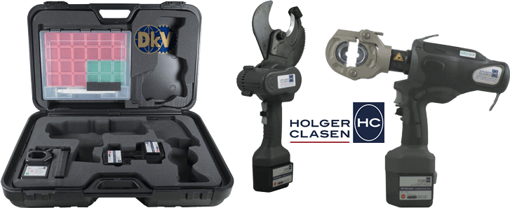 Bộ máy cắt cable và ép cốt thủy lực Holger Clasen KombiMax-5O/IC6-C, Holger Clasen hydraulic bettery combination set KombiMax-5O/IC6-C