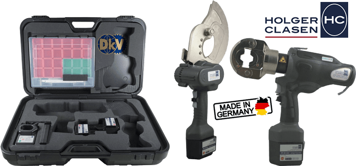 Bộ máy cắt cable và ép cốt thủy lực Holger Clasen KombiMax-6A/10-A, Holger Clasen hydraulic bettery combination set KombiMax-6A/10-A