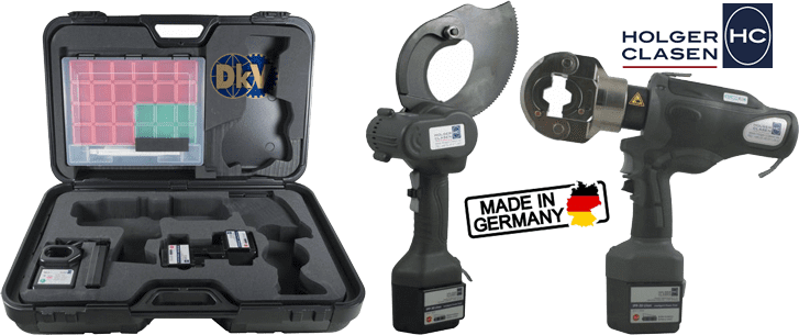 Bộ máy cắt cable và ép cốt thủy lực Holger Clasen KombiMax-7/10-A, Holger Clasen hydraulic bettery combination set KombiMax-7/10-A