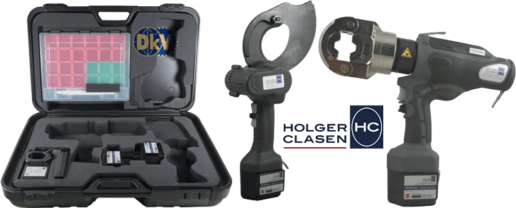 Bộ máy cắt cable và ép cốt thủy lực Holger Clasen KombiMax-7/14-A, Holger Clasen hydraulic bettery combination set KombiMax-7/14-A