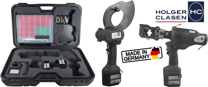 Bộ máy cắt cable và ép cốt thủy lực Holger Clasen KombiMax-7/6, Holger Clasen hydraulic bettery combination set KombiMax-7/6