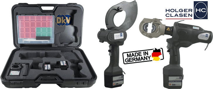 Bộ máy cắt cable và ép cốt thủy lực Holger Clasen KombiMax-7/6-C, Holger Clasen hydraulic bettery combination set KombiMax-7/6-C