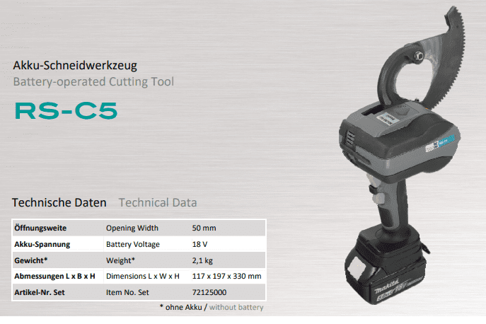 Máy cắt cable thủy lực Holger Clasen RS-C5 set, Holger Clasen hydraulic cable Cutter RS-C5 set