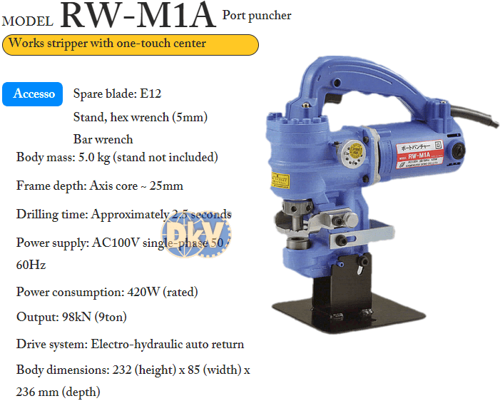 Máy đột lỗ thủy lực Kamekura RW-M1A, Kamekura Electric Hydraulic puncher RW-M1A
