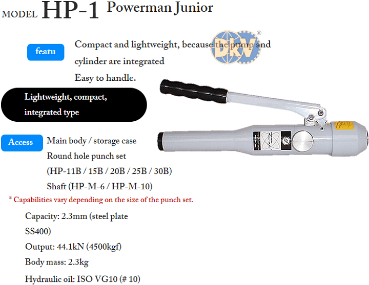 Máy đột lỗ thủy lực Kamekura HP-1, Kamekura manual puncher HP-1