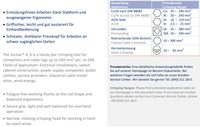 Máy ép cốt thủy lực Holger Clasen InLiner® IC 6-Set, Holger Clasen hydraulic Crimpers InLiner® IC 6-Set