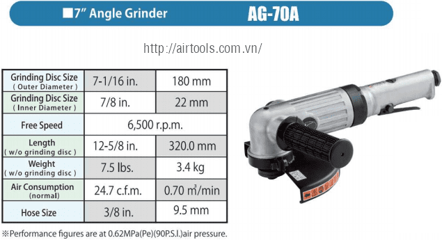 Máy mài góc khí nén Kuken AG-70A, Kuken air angle grinder AG-70A