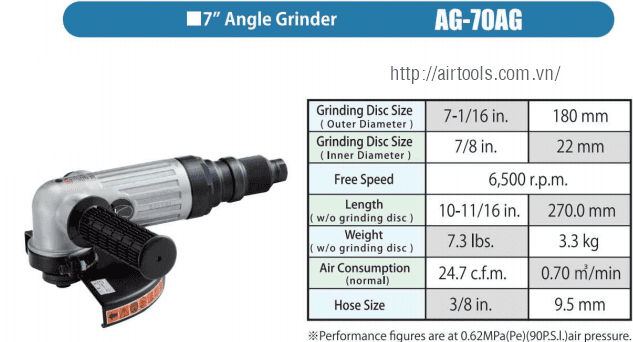 Máy mài góc khí nén Kuken AG-70AG, Kuken air angle grinder AG-70AG