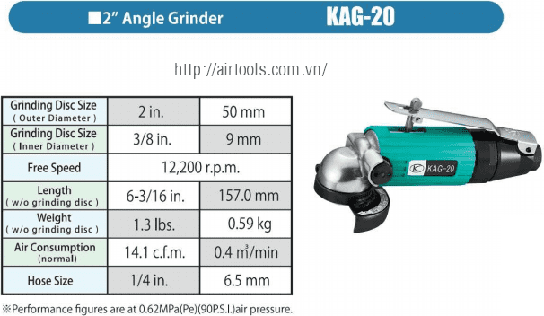 Máy mài góc khí nén Kuken KAG-20, Kuken air angle grinder KAG-20