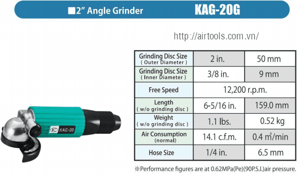 Máy mài góc khí nén Kuken KAG-20G, Kuken air angle grinder KAG-20G