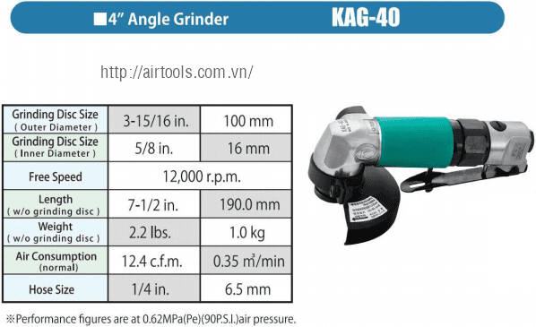 Máy mài góc khí nén Kuken KAG-40, Kuken air angle grinder KAG-40