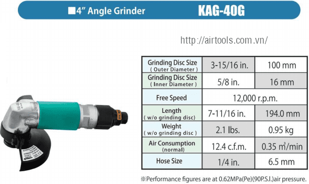Máy mài góc khí nén Kuken KAG-40G, Kuken air angle grinder KAG-40G