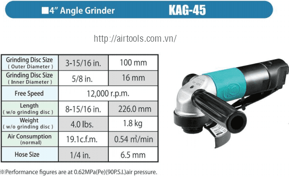 Máy mài góc khí nén Kuken KAG-45, Kuken air angle grinder KAG-45