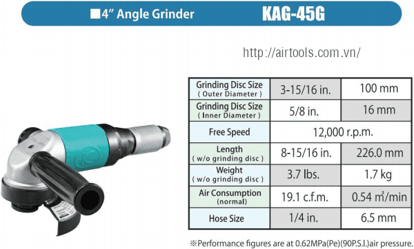 Máy mài góc khí nén Kuken KAG-45G, Kuken air angle grinder KAG-45G