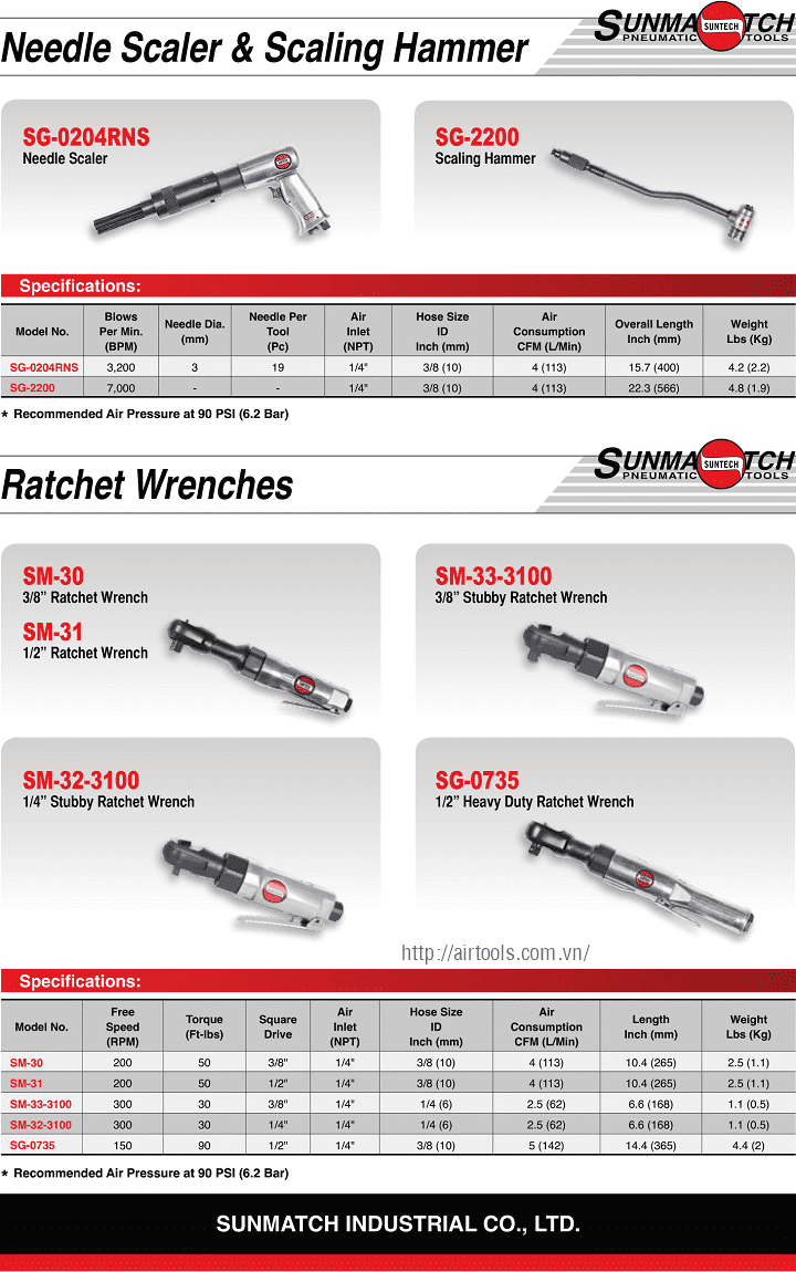 Súng siết bulong khí nén Suntech SM-32-3100, Suntech ratchet wrenchs SM-32-3100