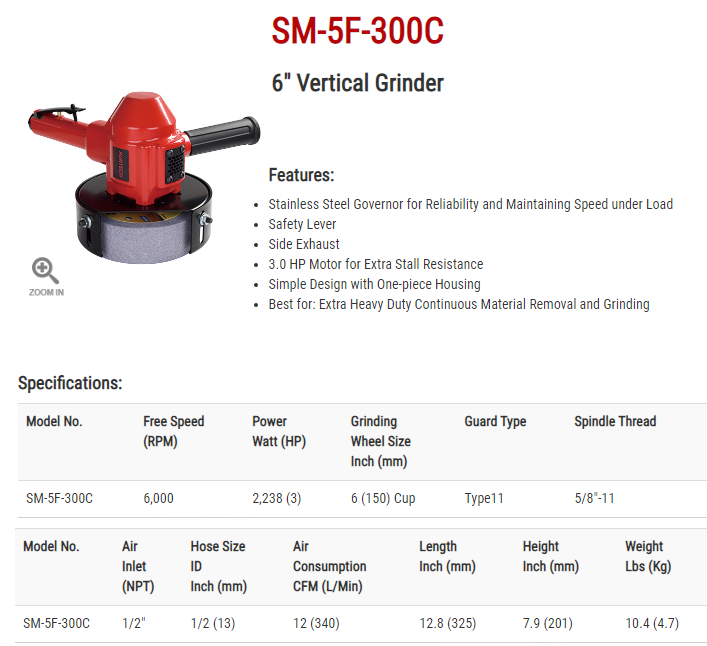 Máy mài khí nén Suntech SM-5F-300C, Suntech air vartical grinders SM-5F-300C