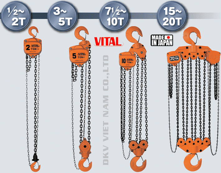 Pa lăng xích kéo tay Vital VH5-75, Vital chain hoists VH5-75