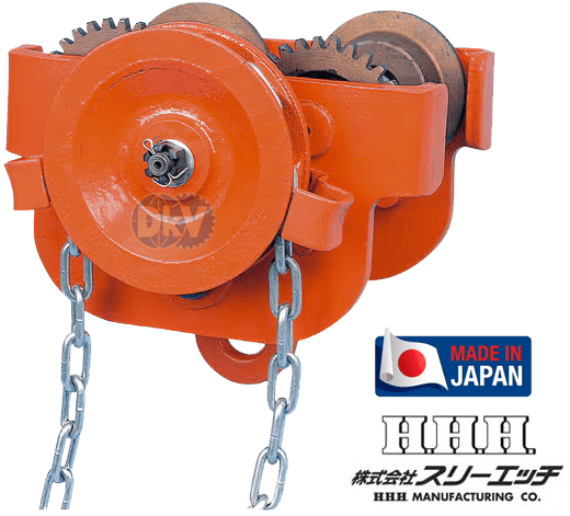 Rùa lăn treo pa lăng H.H.H GT1TON, H.H.H geared trolley for chain hoist GT1TON