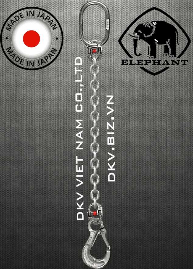 Sling xích cẩu hàng 1 chân inox Elephant 1-AWI-HSWI-13, Elephant stainless steel single leg chain sling 1-AWI-HSWI-13