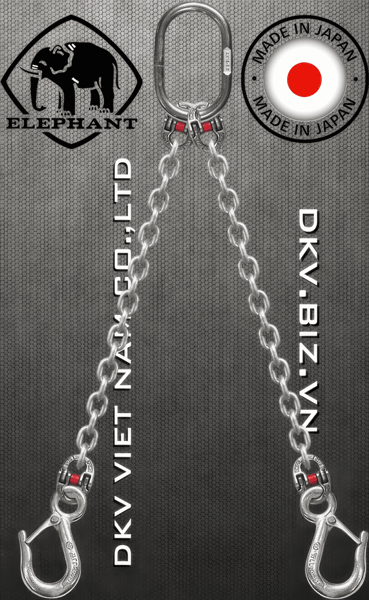 Sling xích cẩu hàng 2 chân inox Elephant 2-AWI-HSWI-5, Elephant stainless steel double leg chain sling 2-AWI-HSWI-5